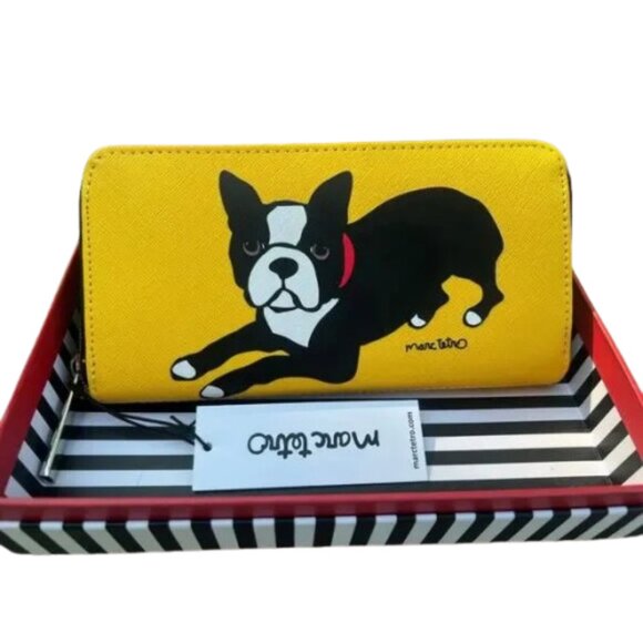 Marc Tetro Boston Terrier Long Zip Wallet Bright Yellow - NWT - Picture 3 of 3